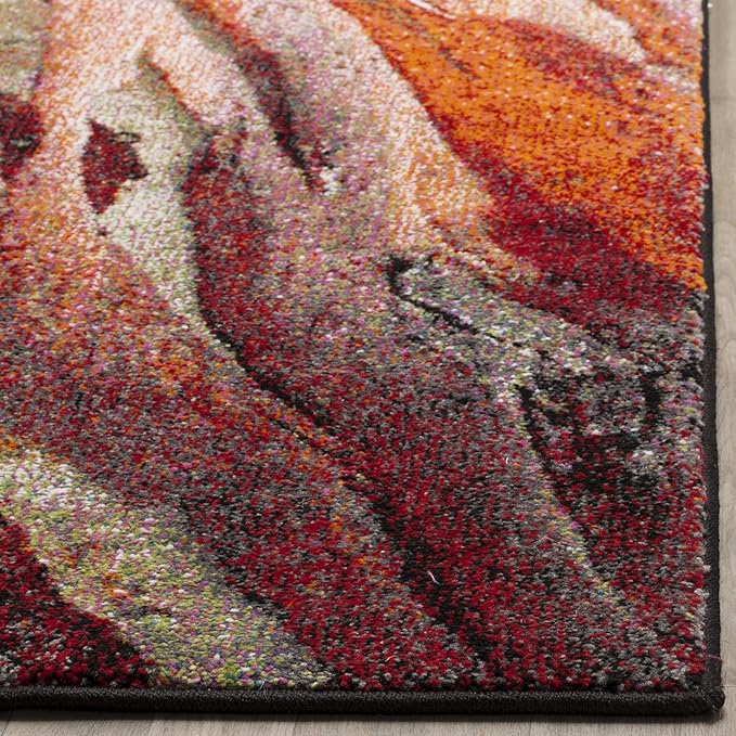 SAFAVIEH Glacier Collection Area Rug - 5'3" x 7'6", Red & Multi, Modern Abstract Design, Non-Shedding & Easy Care, Ideal for High Traffic Areas in Living Room, Bedroom (GLA126A)