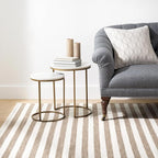 Home Conservatory Ladder Stripe Natural/Ivory Handwoven Wool 2.5 X 8 Feet, Ivory/Multicolored Stripe Pattern