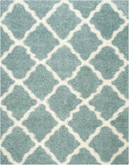 SAFAVIEH Area Rug 8x10 - Dallas Shag Collection - Large - Seafoam & Ivory, Trellis Pattern, Non-Shedding & Easy Cleaning, Plush Thick Pile, Ideal for Living Room, Bedroom, Dining Space (SGD257C)