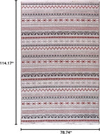 Alfa Rich 7x10 Red Burgundy White Gray Washable Area Rugs for Living Room Bedroom Kitchen Cotton Rug