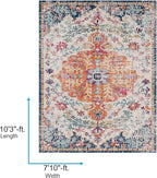 Livabliss Odelia Vintage Bohemian Area Rug,7'10" x 10'3",Orange/Navy