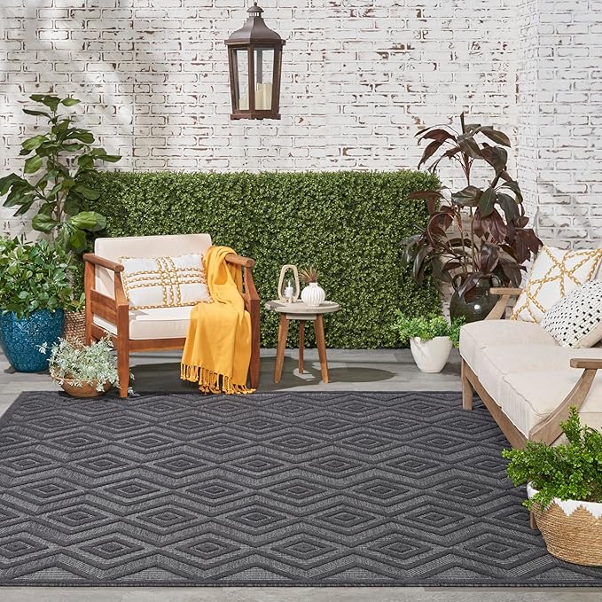Nourison Home Versatile Charcoal Black 7' x 10' Area Rug - Easy Clean, Non Shedding, Bed Room, Living Room, Dining Room, Kitchen (7' x 10')