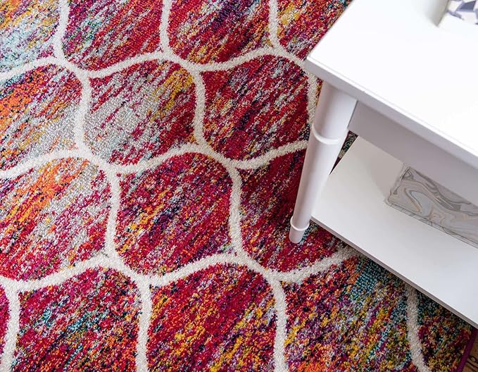 Rugs.com Lattice Frieze Collection Rug – 10' Round Multi Medium Rug Perfect for Kitchens, Dining Rooms