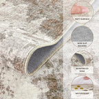 4x6 Area Rug Living Room Rugs - Washable Neutral Modern Abstract Soft Thin Rug Indoor Floor No Slip Rug Carpet for Bedroom Under Dining Table Home Office Decor - Brown/Grey/Beige