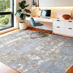 WITSHOCK 5x7 Dining Room Area Rugs: Modern Abstract Tumble Large Rug for Bedroom Living Room, Non-Slip Stain Resistant Indoor Carpet, Nursery Home Office Alfombras para Salas Modernas, Blue Brown