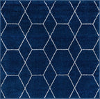 Unique Loom Trellis Frieze Collection Area Rug - Geometric (4' Square, Navy Blue/ Ivory)