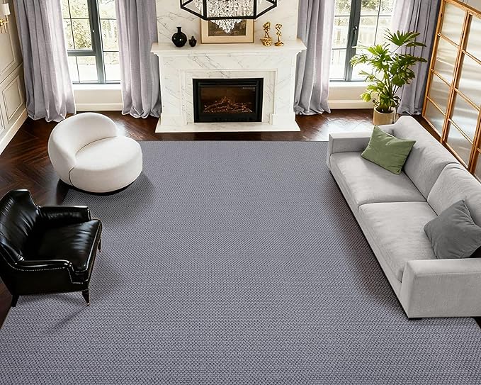 ANSSO Wool Area Rugs 9x12 Living Room,80% Merino Wool and 20% Cotton Soft Tufted Area Rug with Cotton Non-Slip Backing,Large Area Rug for Bedroom Bedroom, Dining and Home Office (Dark Gray)