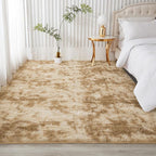 Andency Soft Area Rugs for Living Room Bedroom, 5x8 Fluffy Shaggy Bedside Rug, Non-Slip Large Shag Fuzzy Plush Carpets for Bedroom Kids Dorm Nursery Home Decor Aesthetic, Tie-Dyed Khaki