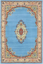 Unique Loom Reza Collection Traditional Persian Style Area Rug, 4 x 6 ft, Light Blue/Ivory