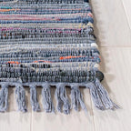 SAFAVIEH Rag Rug Collection Area Rug - 5' x 8', Purple & Multi, Handmade Boho Stripe Cotton, Ideal for High Traffic Areas in Living Room, Bedroom (RAR121D)