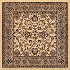 Unique Loom Sialk Hill Collection Area Rug - Washington (5' Square Ivory/Black)