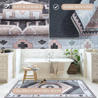 Fame Living Washable Area Rug. Modern Farmhouse. Vintage. Turkish. Bohemian. Distressed. Oriental. Traditional. Rugs for Living Room. Dining. Bedroom. Office. Entryway. Foyer. (856BlckGry, 9' x 12')