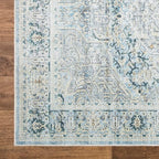 Bloom Rugs Washable Non-Slip 5' x 7' Rug - Cream/Light Blue/Teal Traditional Medallion Area Rug for Living Room, Bedroom, Dining Room, and Kitchen - Exact Size: 5' x 7'
