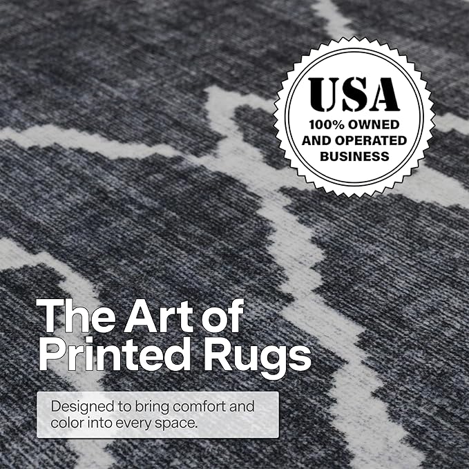 ReaLife Rugs Machine Washable Area Rug Runner - Living Room Bedroom Bathroom Kitchen Entryway Office - Padded Low Pile Stain Resistant Premium - Moroccan Diamond Tribal - Jax - Gray 2'6" x 8'