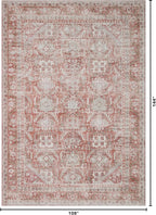 Kuden 9x12 Large Area Rug, Machine Washable Area Rug with Non-Slip Backing, Vintage Style, Soft, Easy Clean, Low Pile Rug for Living Room, Bedroom, Dining Room