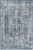 RUGGABLE Washable Area Rug – Kamran Admiral Blue 6x9, Stain-Resistant, Non-Slip – Medium Machine Washable Rugs for Living Room, Bedroom, Hallway, Entryway & Office–with Cushioned Pad