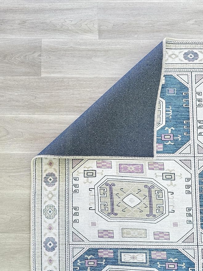 Fame Living Faded Oushak Rug, Turkish Vintage Floral Pastel Large Oversized Area Rugs for Living Room Dining Bedroom Kitchen Bathroom Nursery (848CrNv, 2' x 3')