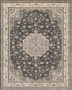 HUGEAR Machine Washable Area Rugs 8x10 Vintage Black Large Living Room Bedroom Rug Neutral Style Non Slip Stain Resistant Low Pile Throw Carpet for Home Retro Aesthetic Modern Decor