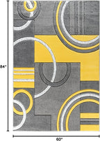 GLORY RUGS Modern Area Rug 5x7 Yellow Soft Hand Carved Contemporary Floor Carpet with Premium Fluffy Texture for Indoor Living Dining Room and Bedroom Area