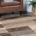 Superior Indoor Area Rug, Jute Backing, Plush Modern Rugs for Entryway, Kitchen Floors, Office Floor Cover, Color Block Rugs, Rockwood Collection, 8' Round, Slate