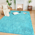 Andency Blue Soft Area Rugs for Living Room Bedroom, 5x8 Fluffy Shaggy Bedside Rug, Non-Slip Large Shag Fuzzy Plush Carpets for Bedroom Kids Dorm Nursery Home Decor Aesthetic