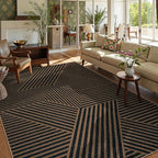 Lahome Modern Geometric Easy Jute Carpet, 6x9 Area Rugs for Living Room Outdoor Patio Washable Indoor Outdoor Dining Room Rug, Farmhouse Large Non Slip Carpet for Bedroom Backyard Office