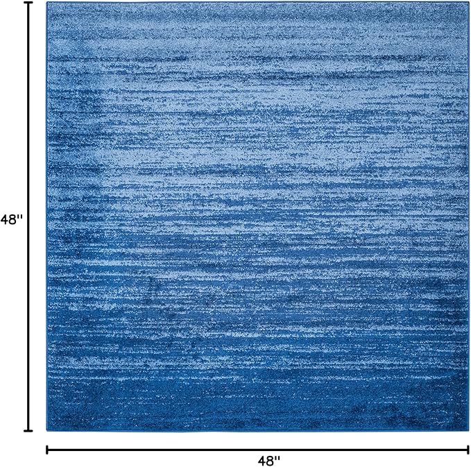 SAFAVIEH Adirondack Collection Area Rug - 4' Square, Light Blue & Dark Blue, Modern Ombre Design, Non Shedding & Easy to Clean, Ideal for Living Room, Bedroom, Office, Dining Space (ADR113F)