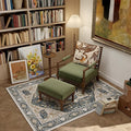 EnHomee 4x6 Washable Area Rugs for Bedroom, Boho Vintage Rugs, Foldable Area Rug for Dining Room, Non-Slip Soft Living Room Rug, Low Pile Large Carpet for Bathroom, Blue and Brown