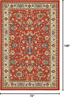 Rugs.com Yasmin Collection Rug – 6' x 9' Terracotta Medium Rug Perfect for Bedrooms, Dining Rooms, Living Rooms