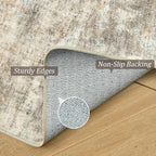 Abstract Rug 8x10 Large Living Room Rugs Neutral Modern Washable Area Rugs for Bedroom Dining Room Non-Slip Stain Resistant Foldable Thin Rug Brown Grey