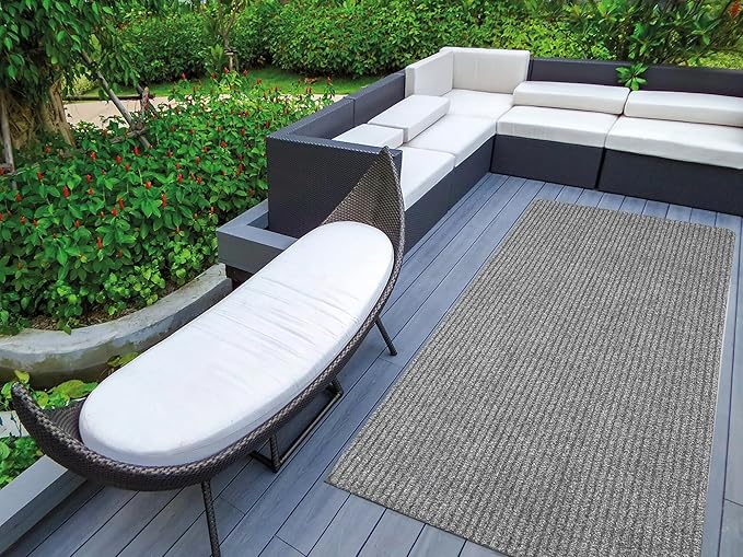 Ottomanson 3'11" x 43' Hallway Runner with Scraper Pile - Extra Durable Non-Slip Rug Mat for Indoor & Outdoor Use - Ideal for Kitchen, Entryway & Garage - High-Traffic Carpet, Gray