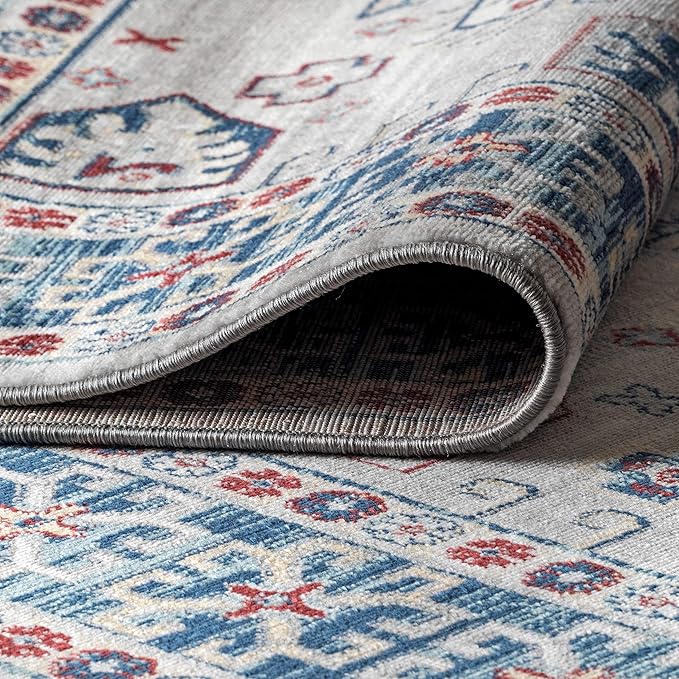 JONATHAN Y Modern Vintage Medallion Blue/Light Grey Indoor Area Rug, 3x5, Country, Floral, Easy-Cleaning for Living Room, Bedroom, Kitchen, Pet Friendly, Non-Shedding (MDP108A-3)