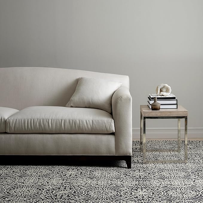 Dash & Albert Temple Charcoal Hand Micro Hooked Wool Rug, 7.5 X 9.5 Feet, Grey Geometric Pattern