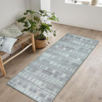 Bloom Rugs Washable Non-Slip 7 ft Runner - Gray Striped Runner for Entryway, Hallway, Bathroom, and Kitchen - Exact Size: 2.5' x 7'