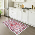 Turkish Rug. Washable Vintage Oriental Antique Inspired Traditional Doormat Small Modern Area Rugs Luxury Entryway Entry Bedroom Bathroom Kitchen (378RR, 2' x 3')
