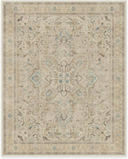 RUGGABLE Washable Vintage Area Rug – Kamran Ivory Opal 8x10, Stain-Resistant, Non-Slip – Large Machine Washable Rugs for Living Room, Bedroom, Hallway, Entryway & Office–with Cushioned Pad
