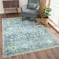 Bloom Rugs Caria Washable Non-Slip 6x9 Rug - Blue/Beige Traditional Area Rug for Living Room, Bedroom, Dining Room, and Kitchen - Exact Size: 6' x 9'