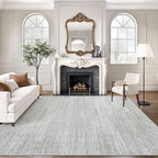 Art&Tuft Washable Rugs 8x10, Area Rugs for Living Room - Non Slip and Stain Resistant Soft Thin Low Pile 8x10 Rug for Bedroom, Dining Room, Kitchen, Office, Grey