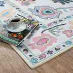 Fame Living Colorful Oushak Rug, Modern, Vintage, Turkish, Eclectic, Floral, Pastel, Washable, Area Rugs for Living Room, Dining, Bedroom, Office, Entryway, Foyer, Playroom, Nursery, 5'x6'9"