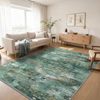 GENIMO Abstract Area Rug 6x9, Washable Large Modern Rug Non Slip, Low Pile Lightweight Soft Carpet for Living Room, Bedroom, Dining Room, Turquoise