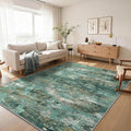 GENIMO Abstract Area Rug 8x10, Washable Large Modern Rug Non Slip, Low Pile Lightweight Soft Carpet for Living Room, Bedroom, Dining Room, Turquoise