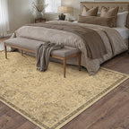 HUGEAR 5x7 Machine Washable Area Rugs Vintage Brown - Neutral Living Room Bedroom Rug Non Slip Stain Resistant Low Pile Aesthetic Throw Carpet Kids & Pet Friendly