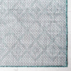 Unique Loom Outdoor Trellis Collection Area Rug - Tribal Trellis (5' 3" Octagon, Teal/ Ivory)