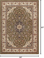 Well Woven Barclay Collection Medallion Kashan Green 5x7 Area Rug - for Living Room, Bedroom, and Dining Room