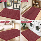 BEQHAUSE Dirt Trapper Door Mat 24" x 36", Non-Slip Washable Doormats Entrance Mat, Dirt Resistant and Absorbent Welcome Mat, Low Profile Floor Mats for Front Back Door and Entryway, Red