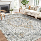 LUMI Washable Area Rug 5x8 for Living Room, Ultra Soft Stain Resistant Carpet with Non Slip Rubber Backing, Non-Shedding Low Pile Rugs for Bedroom, Dining Room, Indoor, Office