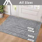 COSY HOMEER Door Mat 36”x60”,Absorbent Dirt Trapper Entryway Rugs,Non-Slip Welcome Mat,Washable Entry Rugs,Low Pile Doormat for Front Back Door,Wet Shoes & Paws,Grey