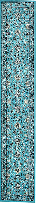 Unique Loom Sialk Hill Collection Area Rug - Washington (2' 11" x 16' 5" Runner Turquoise/Black)