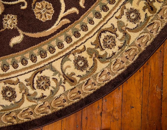 Unique Loom Versailles Collection Traditional Classic Medallion Floral Motif Area Rug (6' 0 x 6' 0 Round, Brown/ Ivory)