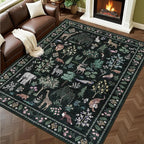6x9 Area Rugs Living Room Rug: Vintage Washable Rug Floral Soft Carpet Indoor Floor Non-Slip Boho Stain Resistant Large Carpets for Bedroom Kids Nursery Dining Room Farmhouse Home Office Green